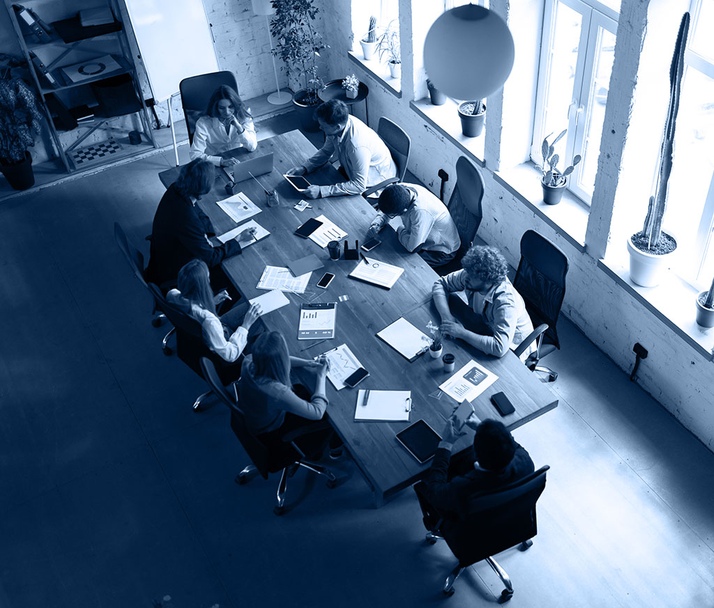 Business people in a meeting, top view